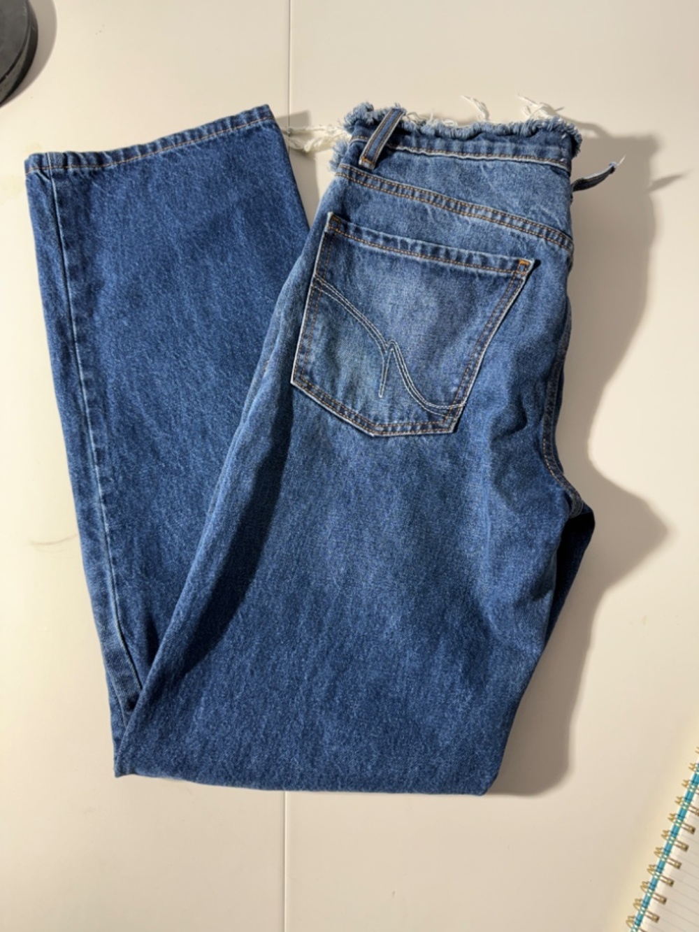 REVICE Los Angeles Frayed Waist Wide Leg Jeans Medium Wash Size 25 - Picture 3 of 3